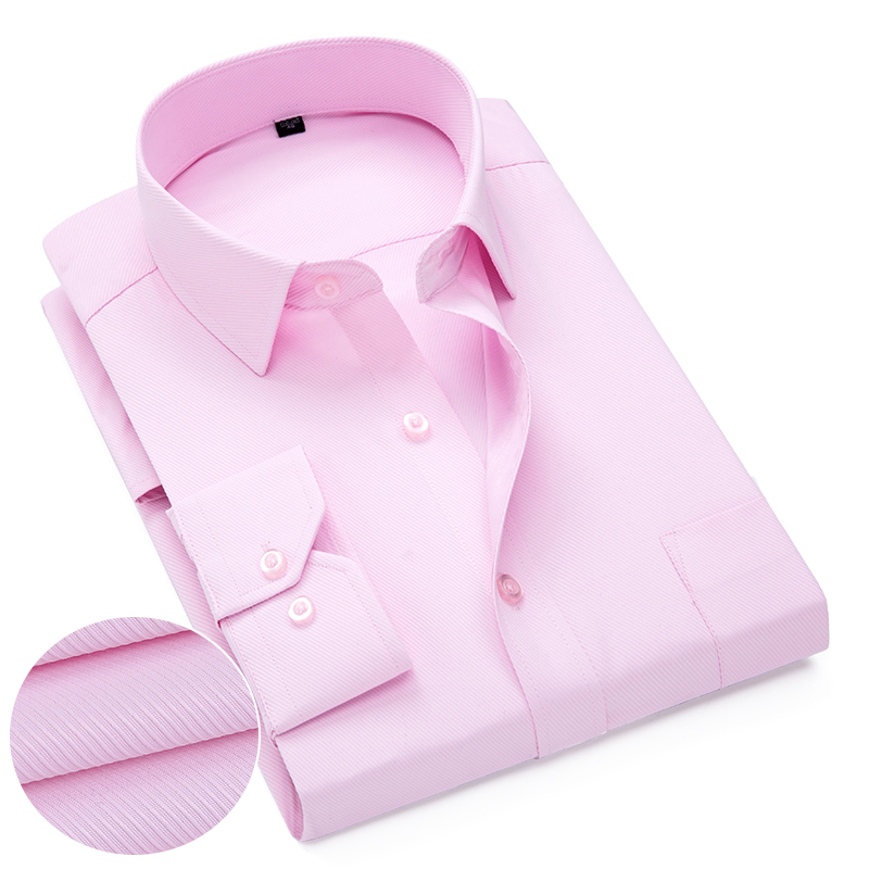 Dress Shirt Non-Iron - Chemise formelle en sergé rose blanc