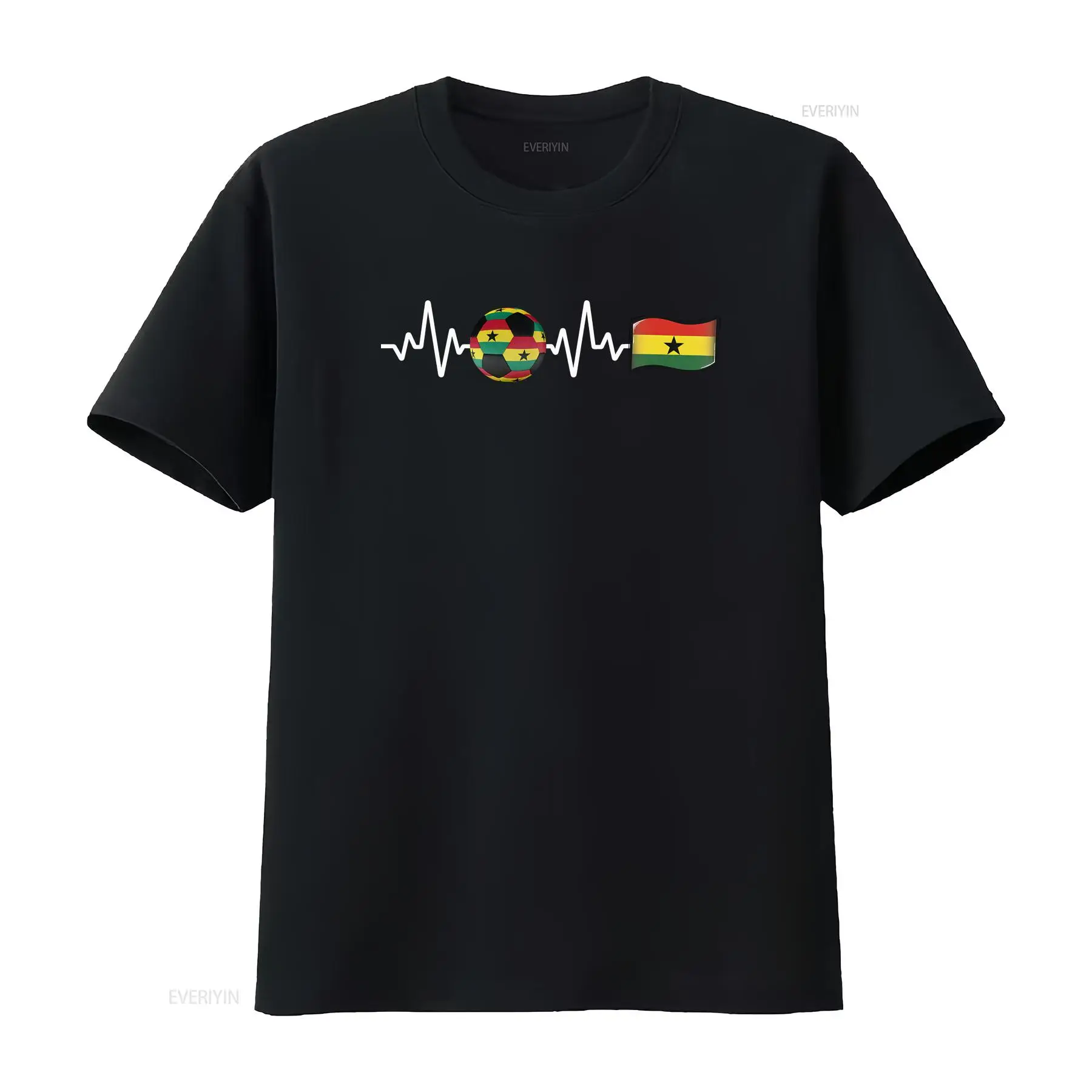 Men'S Fashion Qatar - T-shirt Ghana Black Star Qatar Heartbeat