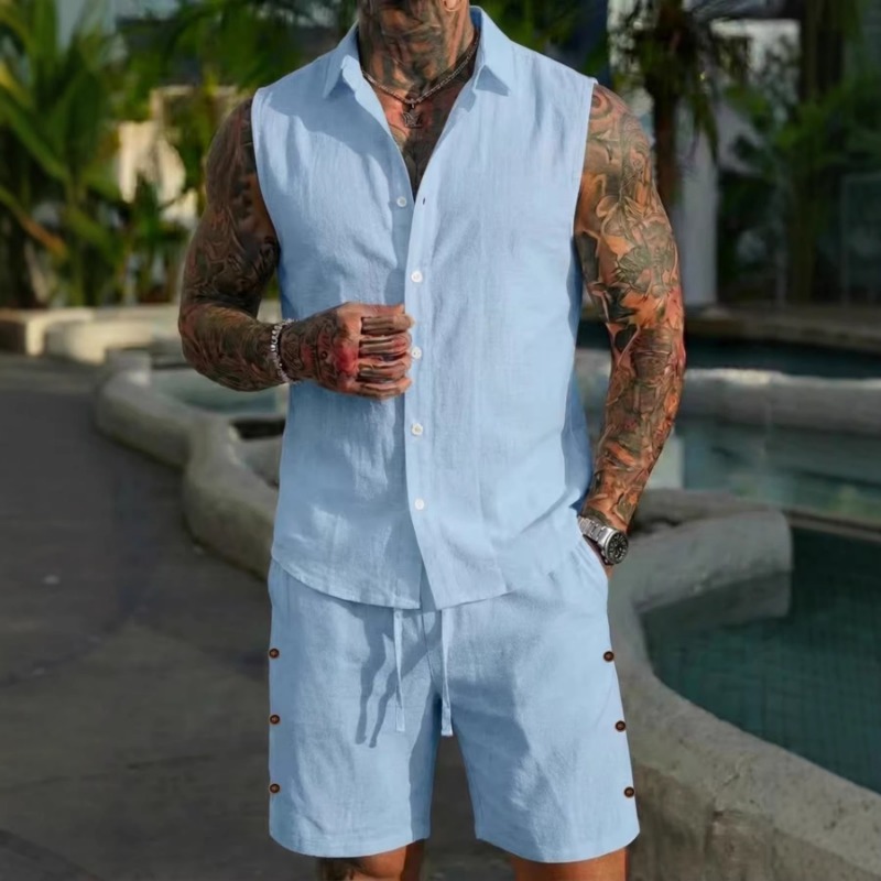 Linen Shirt Summer - Ensemble 2 pièces pour homme en