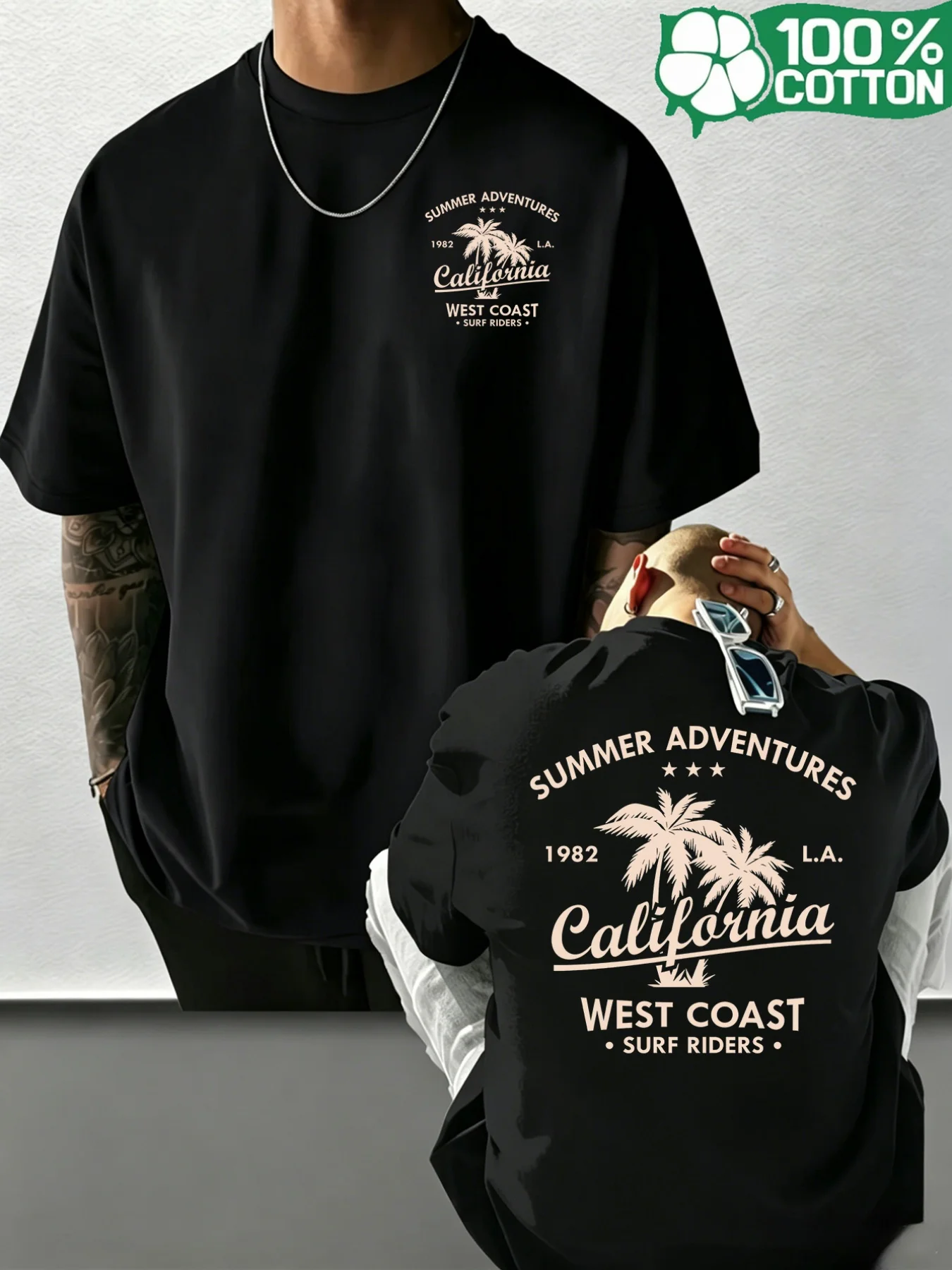 Men'S Fashion Trends 2025 - T-shirt pour homme California 100% coton,
