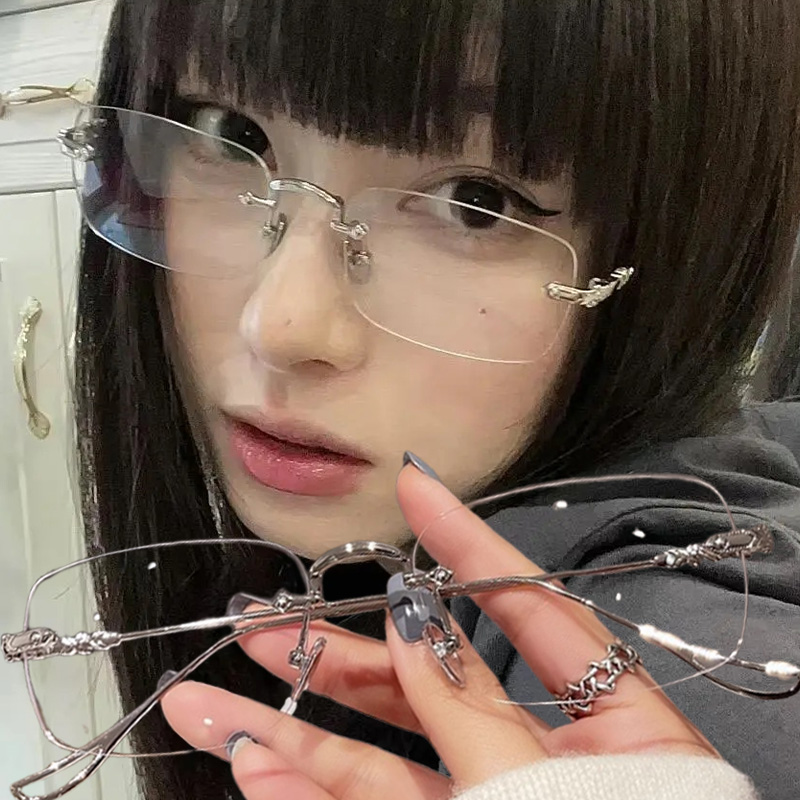 Men'S Fashion Rimless Glasses - Lunettes transparentes rectangulaires sans monture, anti-lumière