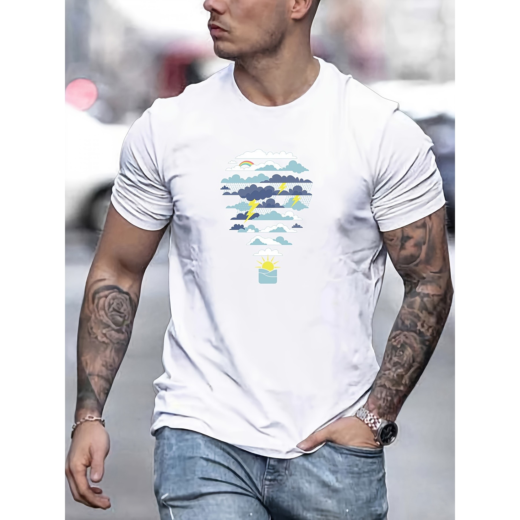 Men'S Fashion For Hot Weather - T-shirt graphique imprimé montgolfière pour homme,
