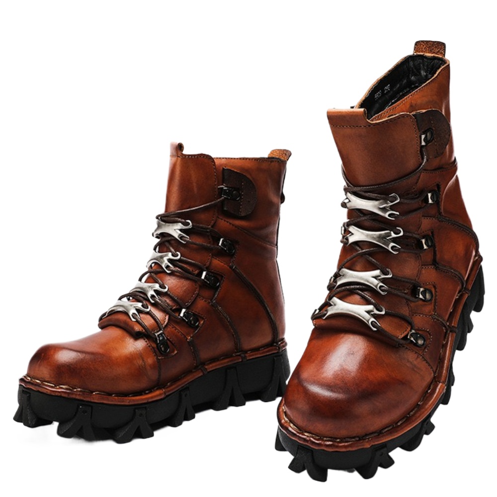 Men'S Fashion Hiking Boots - Bottes de moto en cuir de