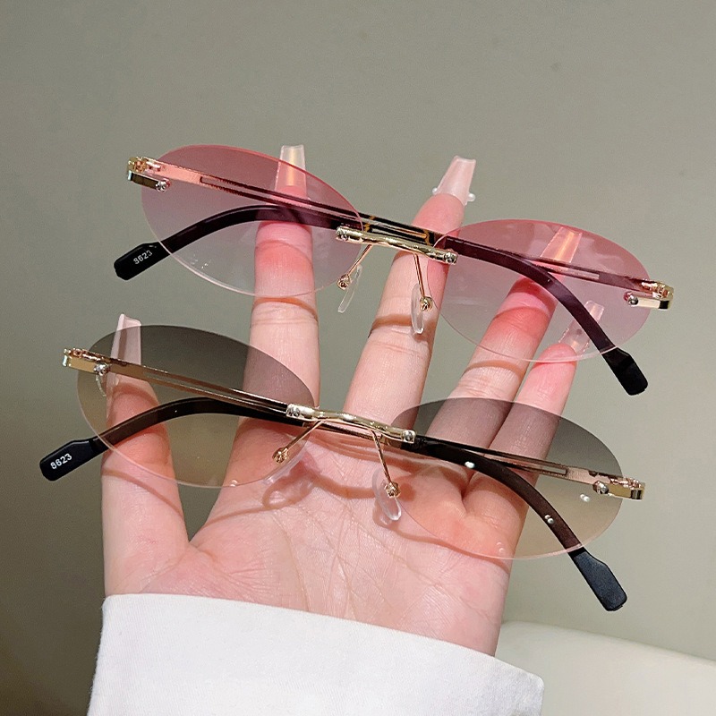 Men'S Fashion Rimless Glasses - Lunettes de soleil ovales sans monture