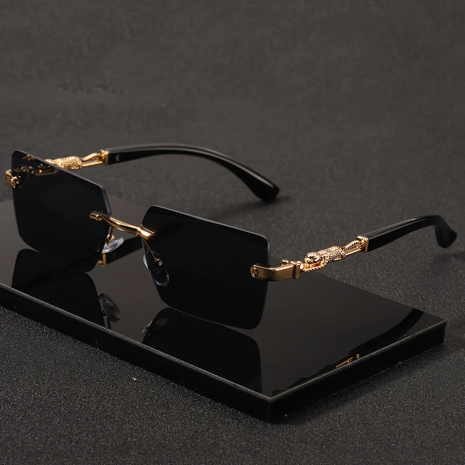 Men'S Fashion Rimless Glasses - Lunettes de soleil rectangulaires sans monture