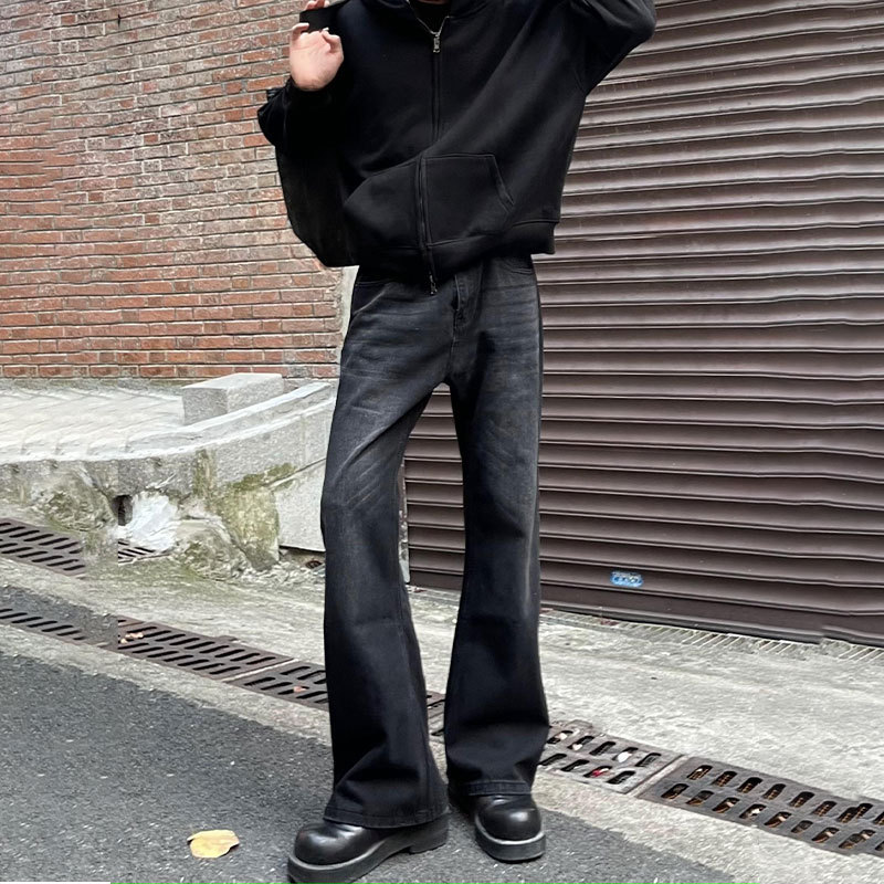 Men'S Fashion Jeans And Boots - Jean évasé noir uni pour homme