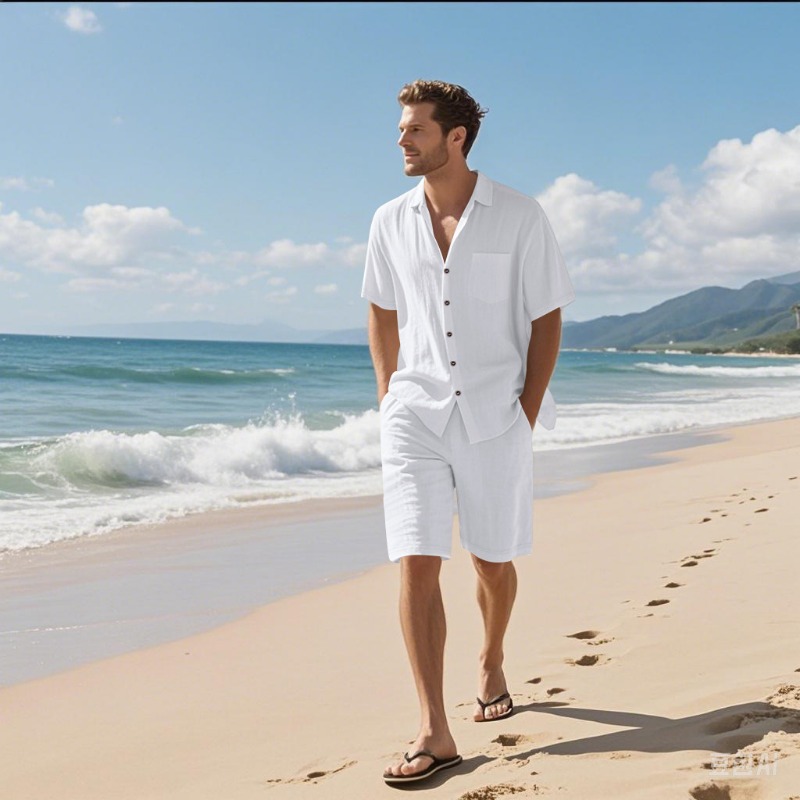 Linen Shirt Summer - Ensemble chemise et short en lin