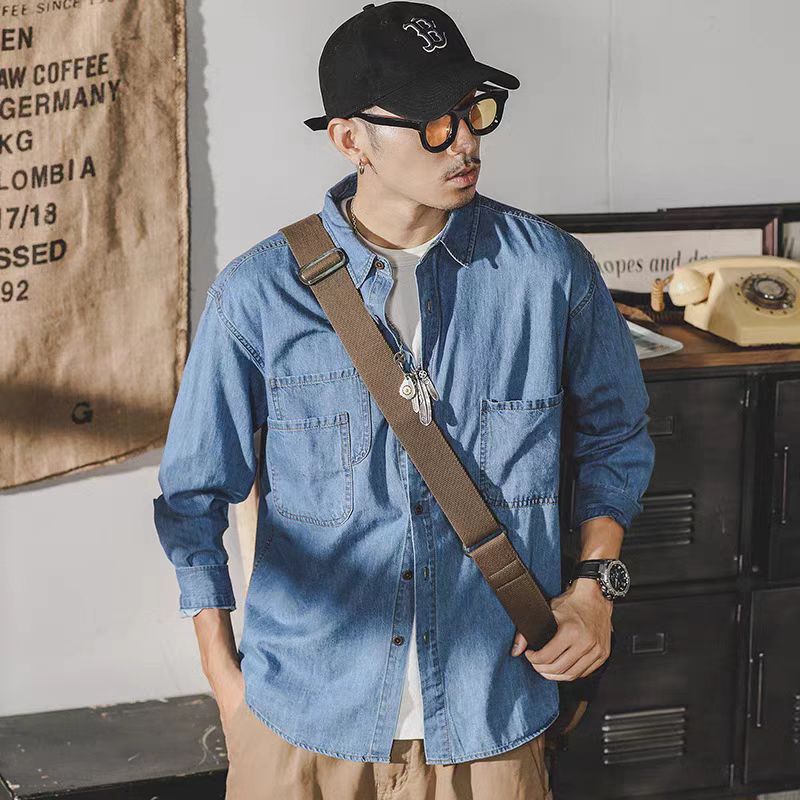 Jacket Mens Fashion - Veste en jean rétro américaine pour