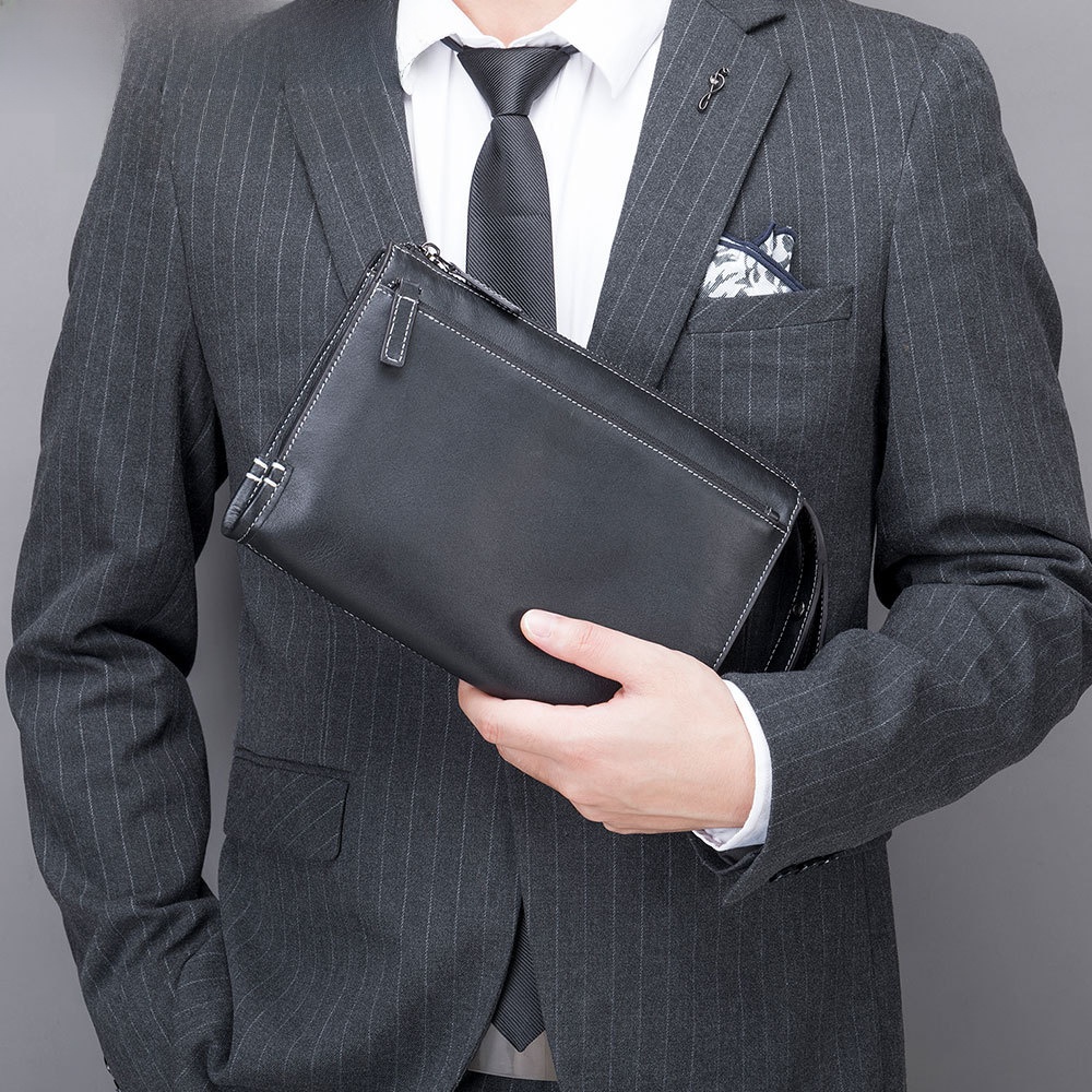 Men Fashion Korean Style - Sac à main en cuir véritable
