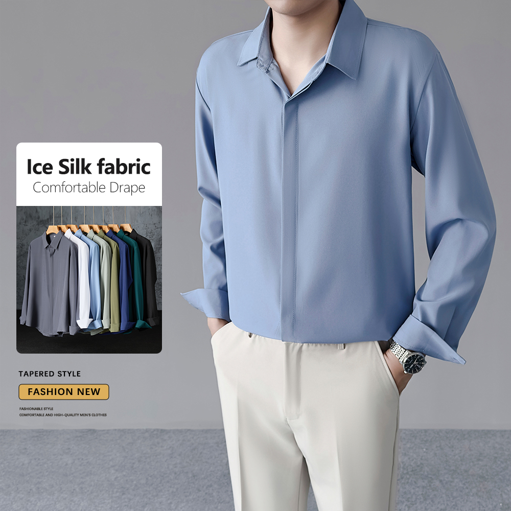 Dress Shirt Non-Iron - Chemise Homme Légère Printemps-Été en Soie