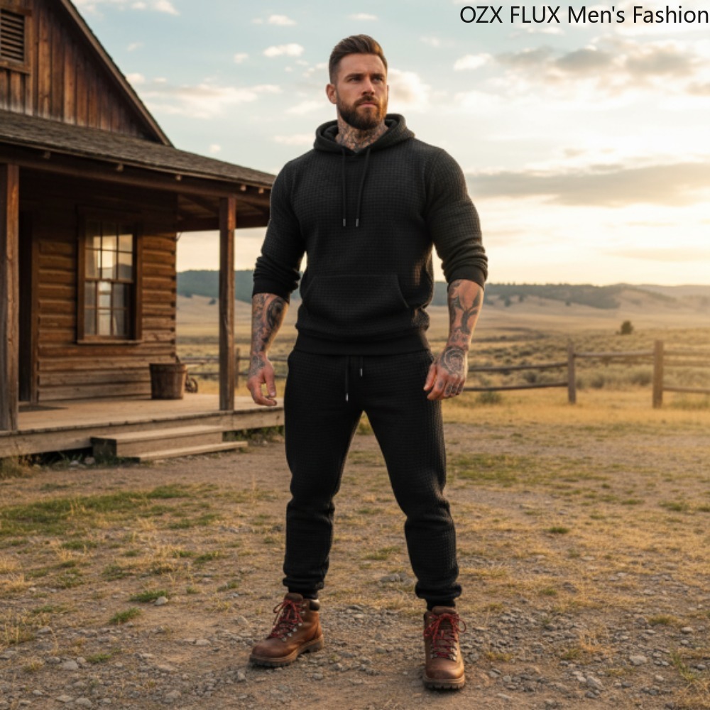 Men'S Fashion All Black Outfit - Ensemble de sport deux pièces pour