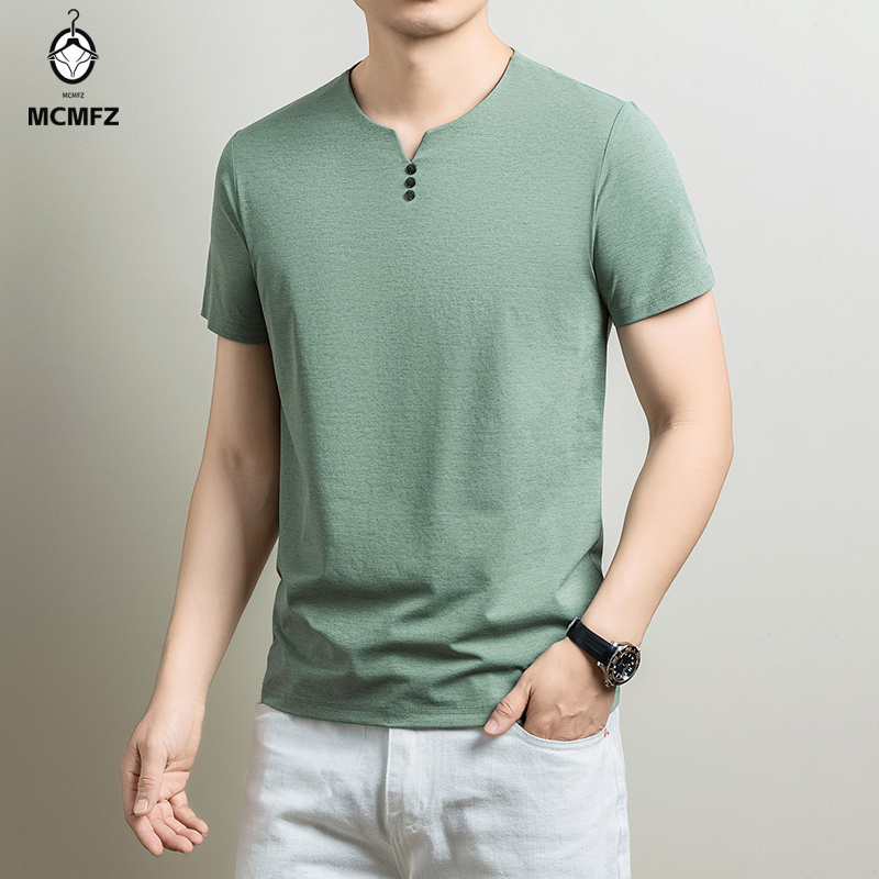 Men'S Fashion Trends 2025 - T-shirt Henley basique pour homme, en