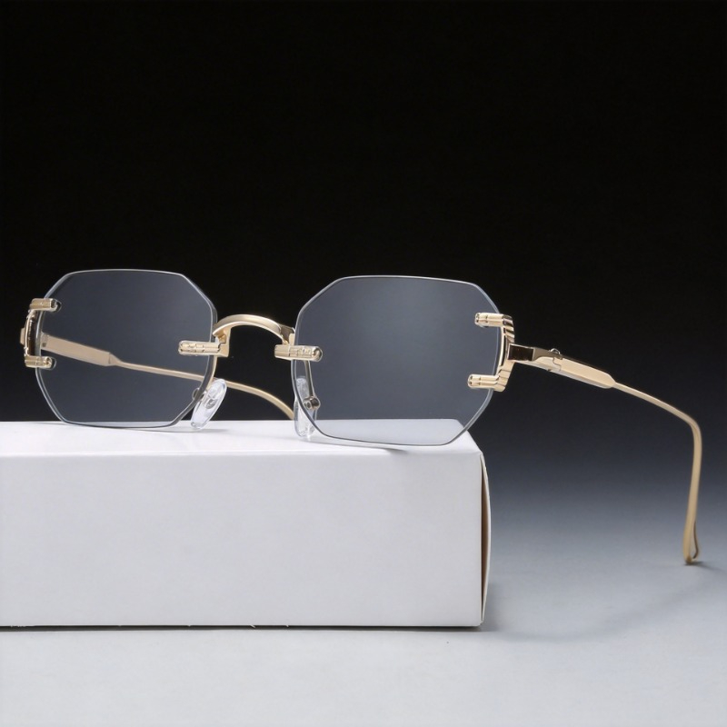 Men'S Fashion Rimless Glasses - Lunettes de soleil sans monture, rectangulaires,