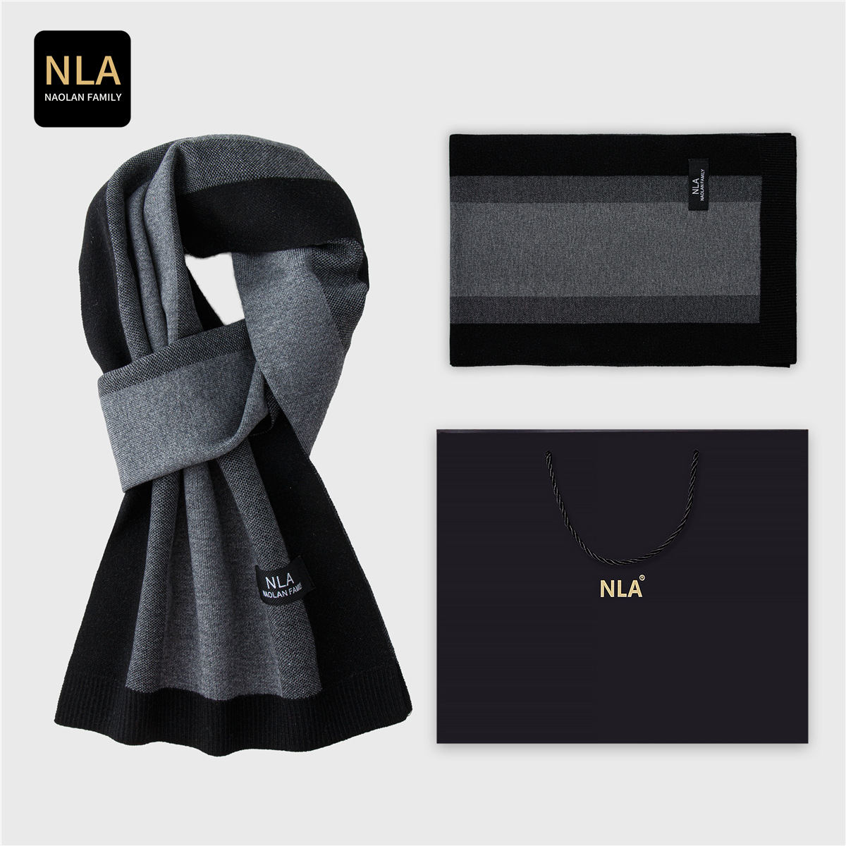 Men Scarf Wool - Coffret cadeau tricoté écharpe en laine