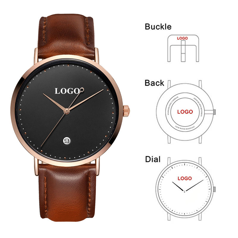 Men'S Fashion Logo - Montre-bracelet personnalisée avec logo OEM imprimé