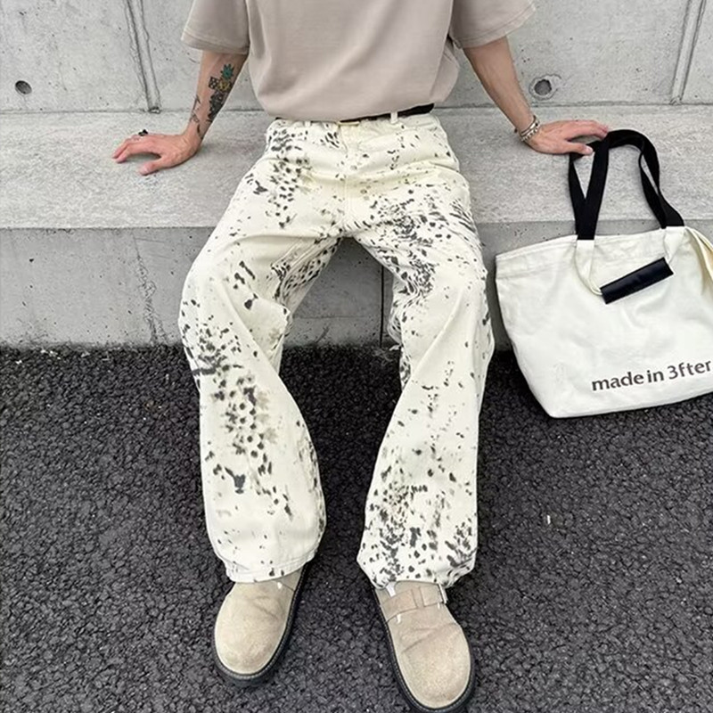 Mens Fashion In The 2000S - Jeans baggy léopard blanc pour hommes,