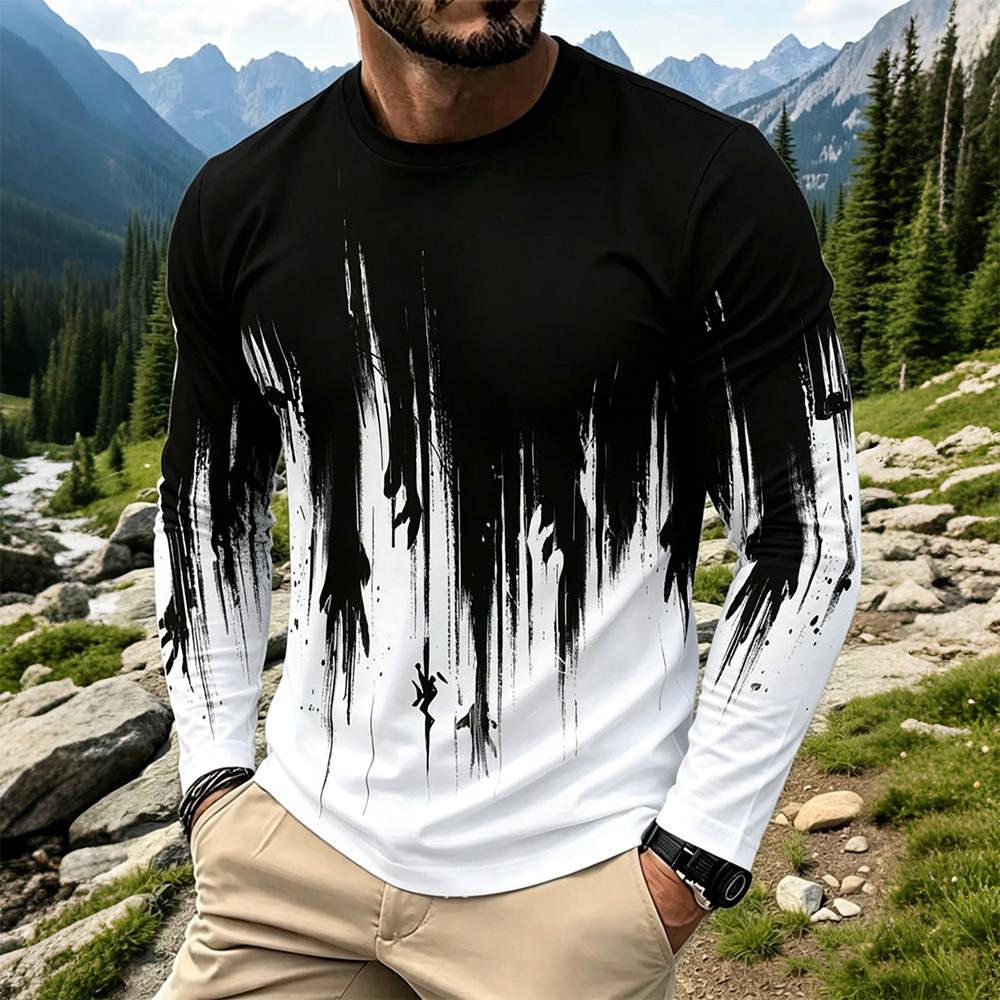 Mens Fashion Top - T-shirt à manches longues dégradé effet