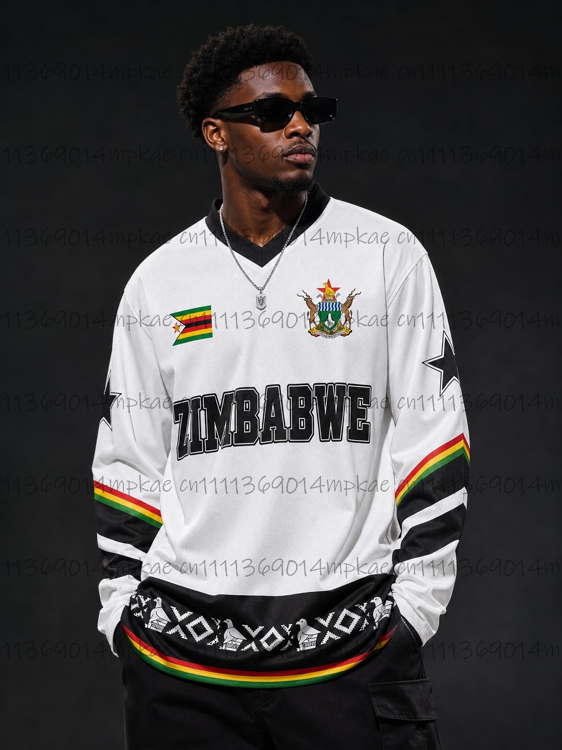 Mens Fashion Top - T-shirt à manches longues col en