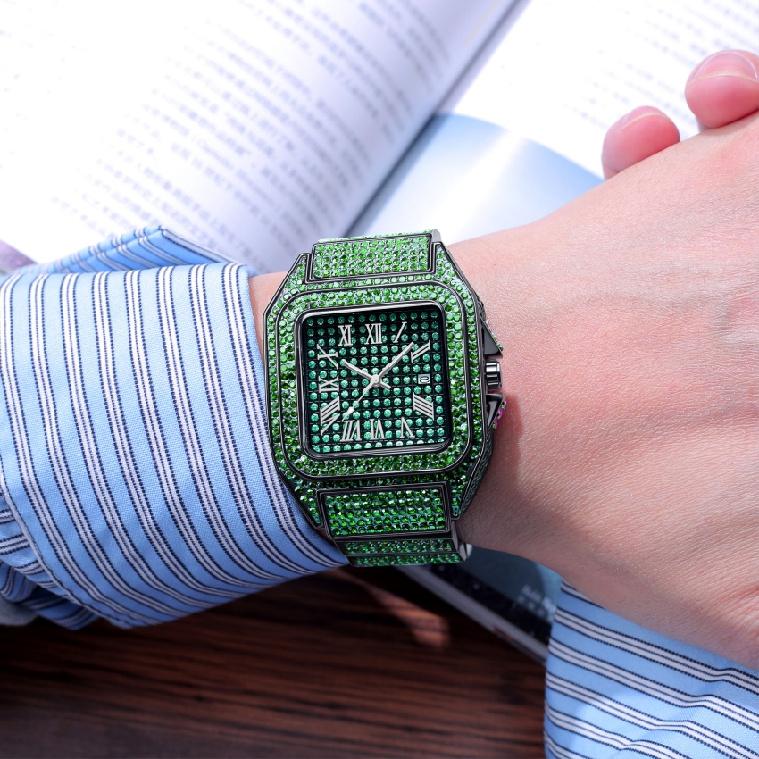 Montre Green Diamond Iced Out  - Fashion Mens Watches avis et prix