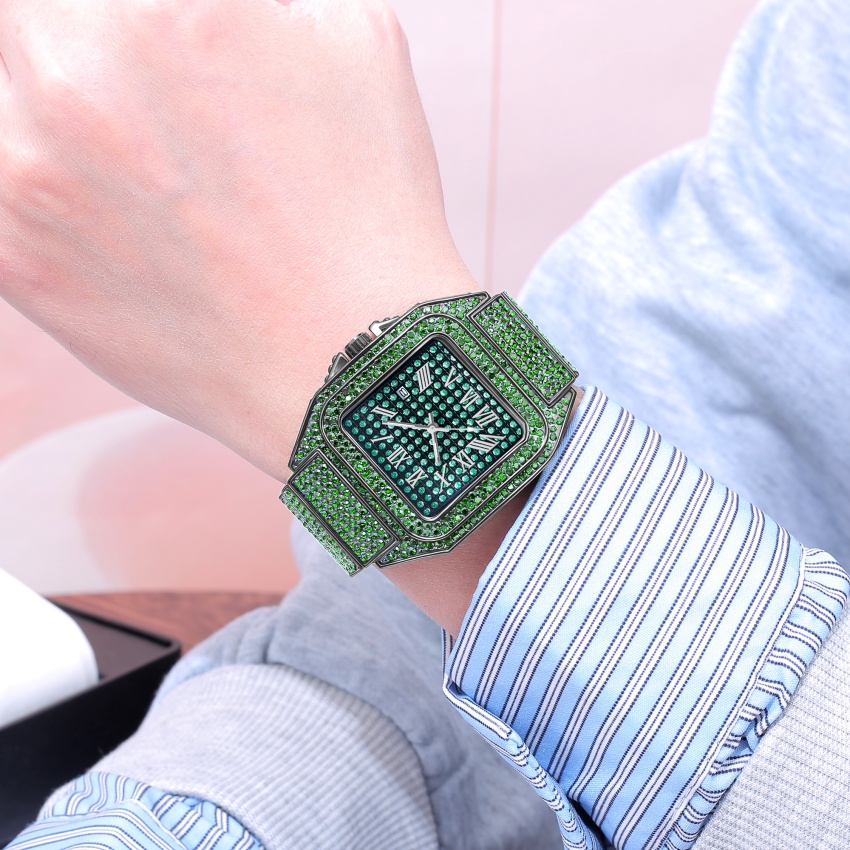 Montre Green Diamond Iced Out  - Fashion Mens Watches avis et prix