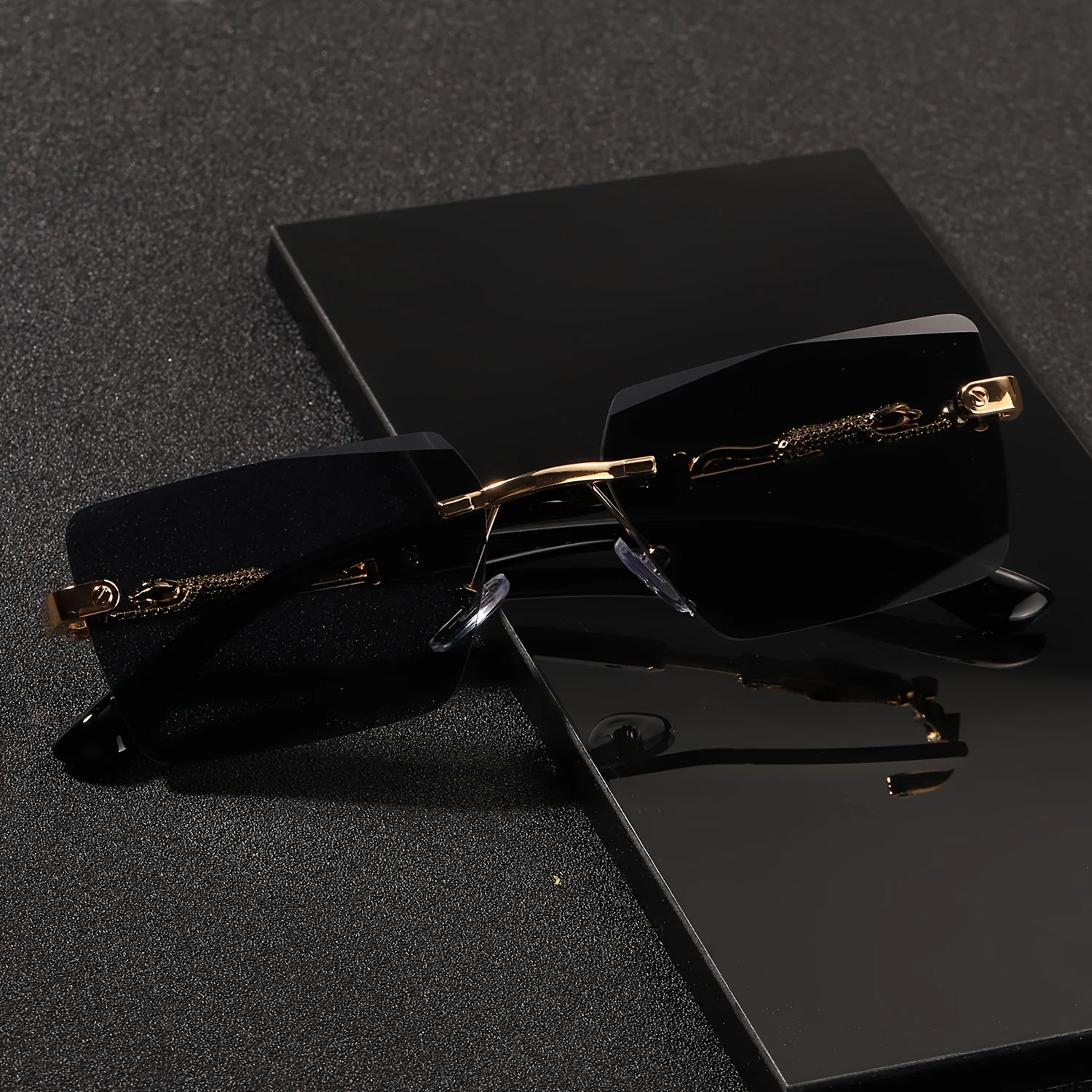 Lunettes de soleil rectangulai - Men'S Fashion Rimless Glasses avis et prix