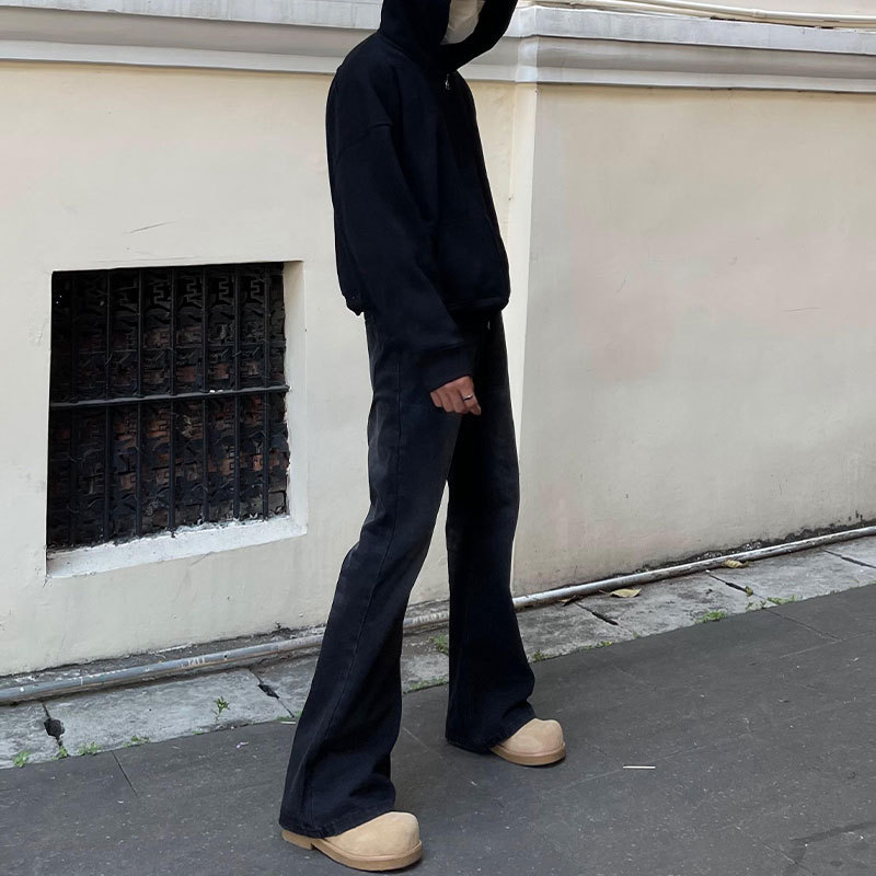 Jean évasé noir uni pour homme - Men'S Fashion Jeans And Boots avis et prix
