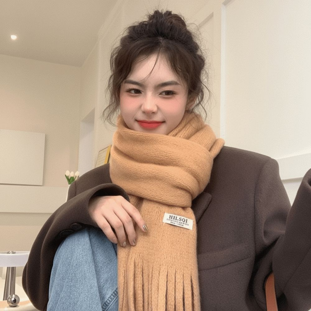 Écharpe classique longue à fra - Men Scarf Wool avis et prix