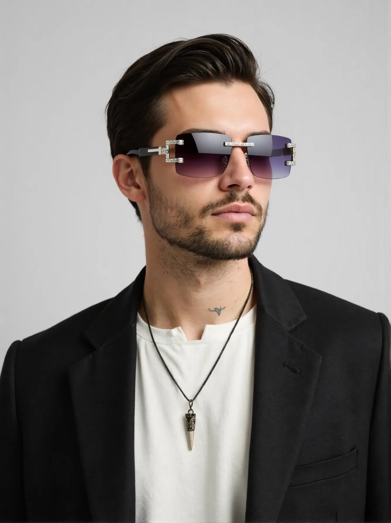 Lunettes de soleil rétro à la  - Men'S Fashion Rimless Glasses avis et prix