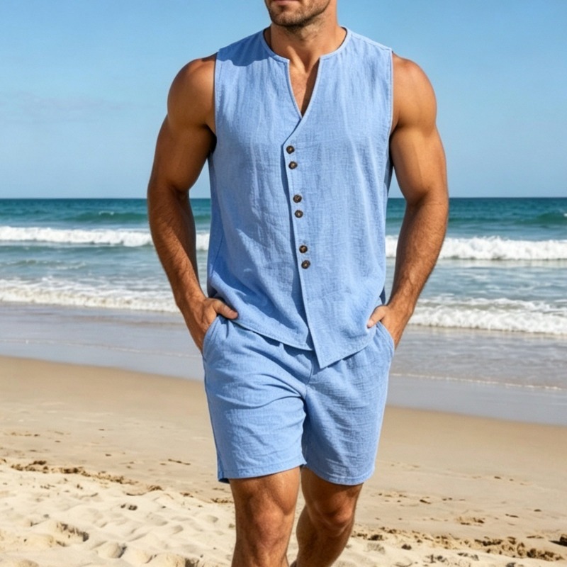 Ensemble chemise sans manches  - Linen Shirt Summer avis et prix