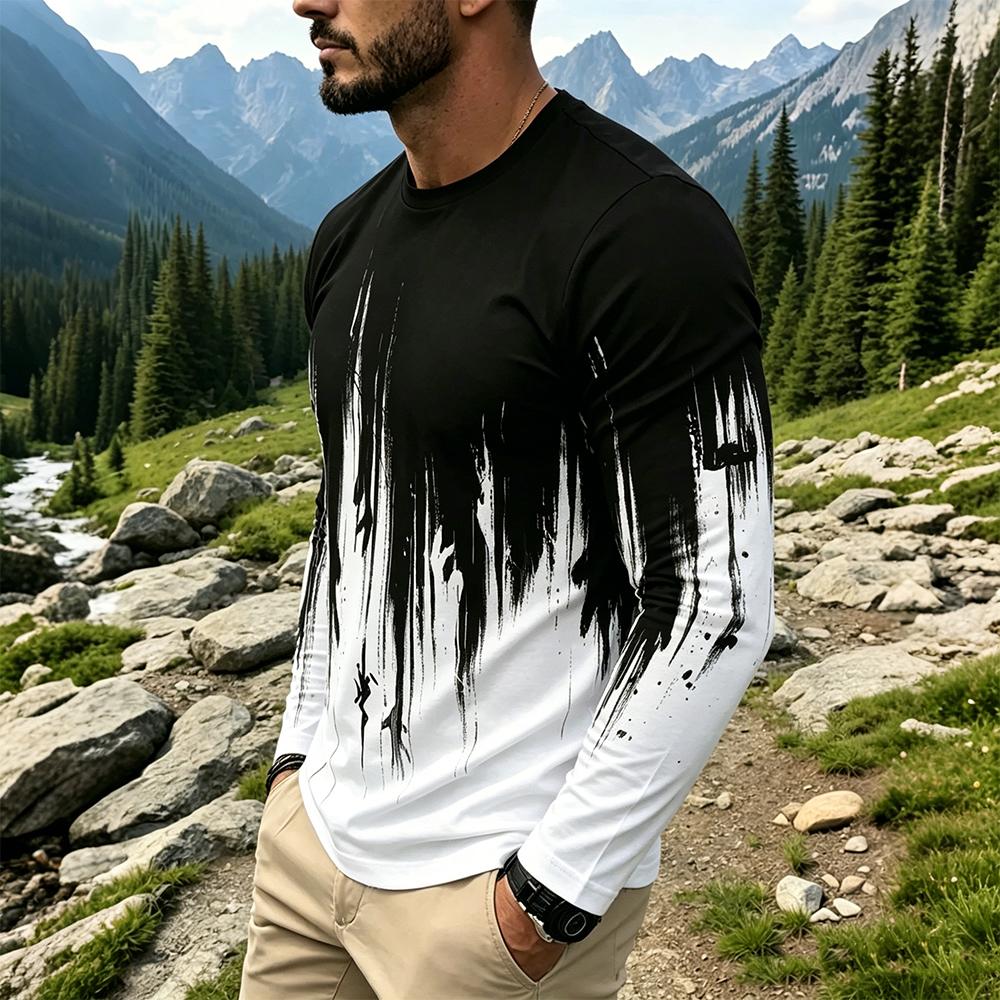 T-shirt à manches longues dégr - Mens Fashion Top avis et prix