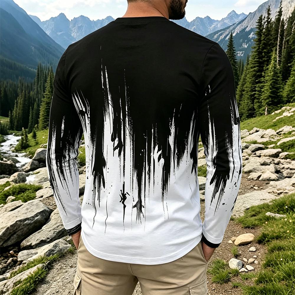 T-shirt à manches longues dégr - Mens Fashion Top avis et prix